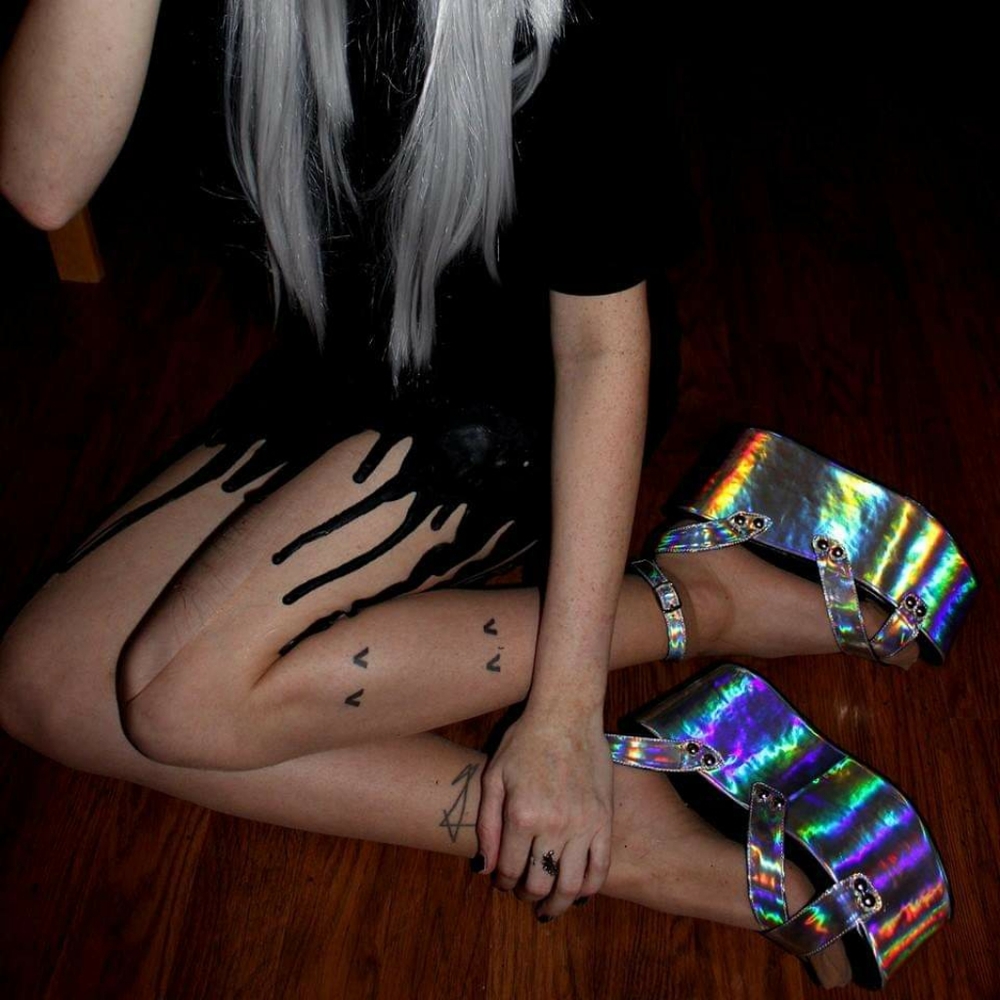Ego & Greed Holographic Flatform Sandals